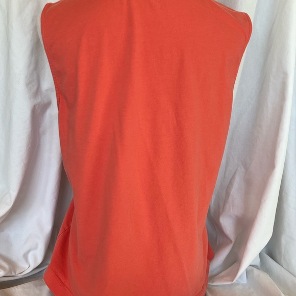 Chico's Women's Collared Tank Top 2 Orange Knit Stretch Sleeveless Button Large - Picture 8 of 9